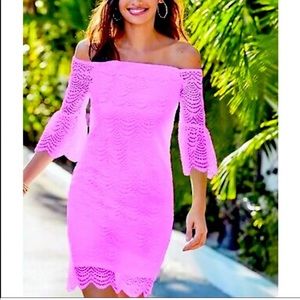 Lily Pulitzer Off the Shoulder Pink Lexa Dress XL 14 16